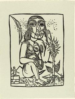Seated Nude Girl With Sunflower (weiblicher Akt Mit Sonnenblume) — Heinrich Campendonk