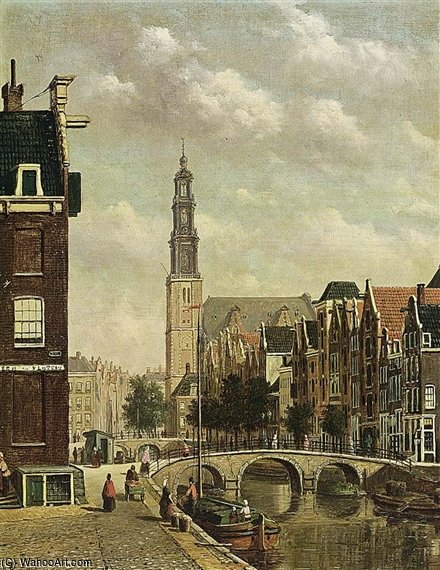 A View Of The Prinsengracht With The Westerkerk — Oene Romkes De Jongh