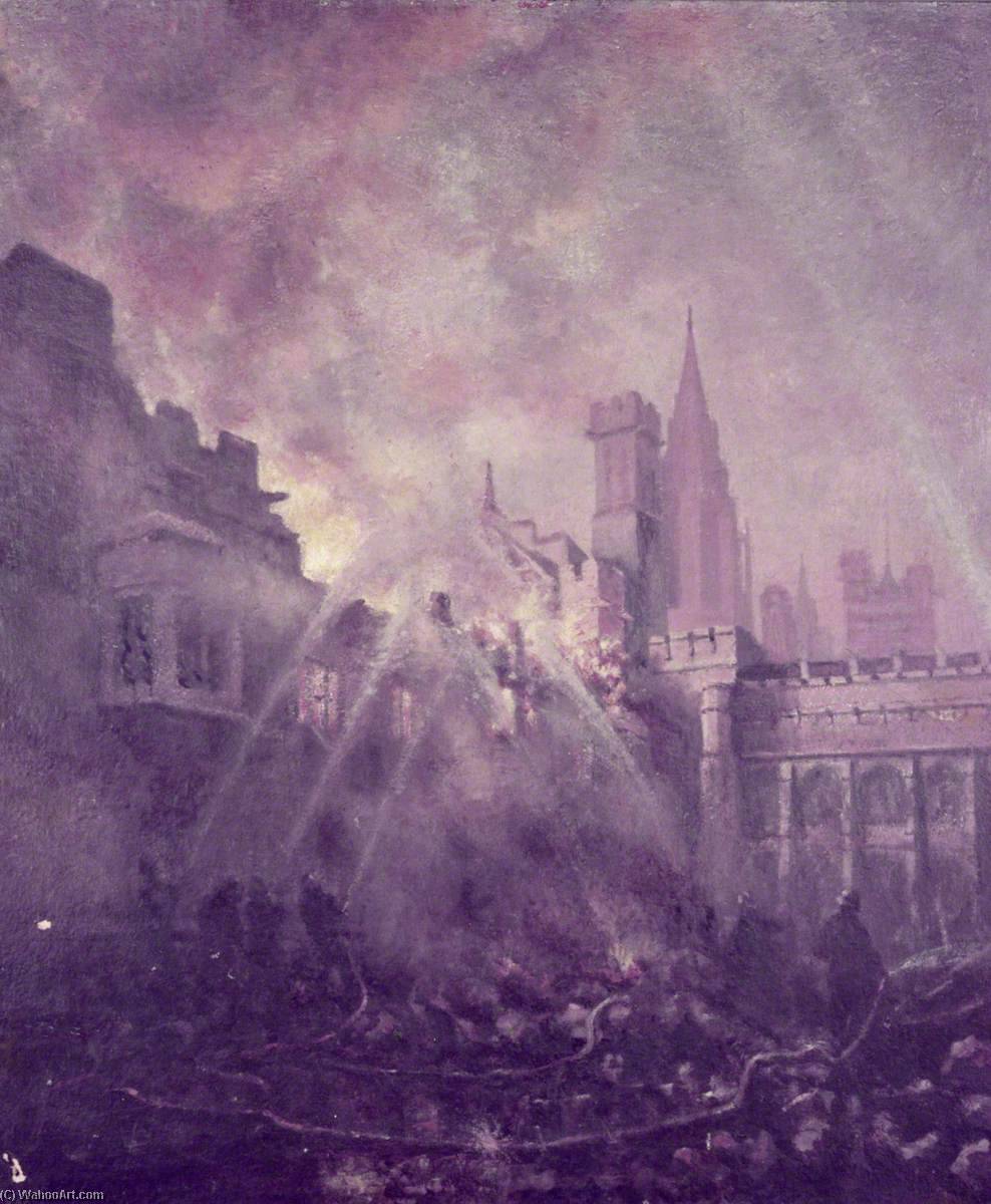 Houses Of Parliament, Burning Of The Debating Chamber From Star Chamber Court — William John Macleod