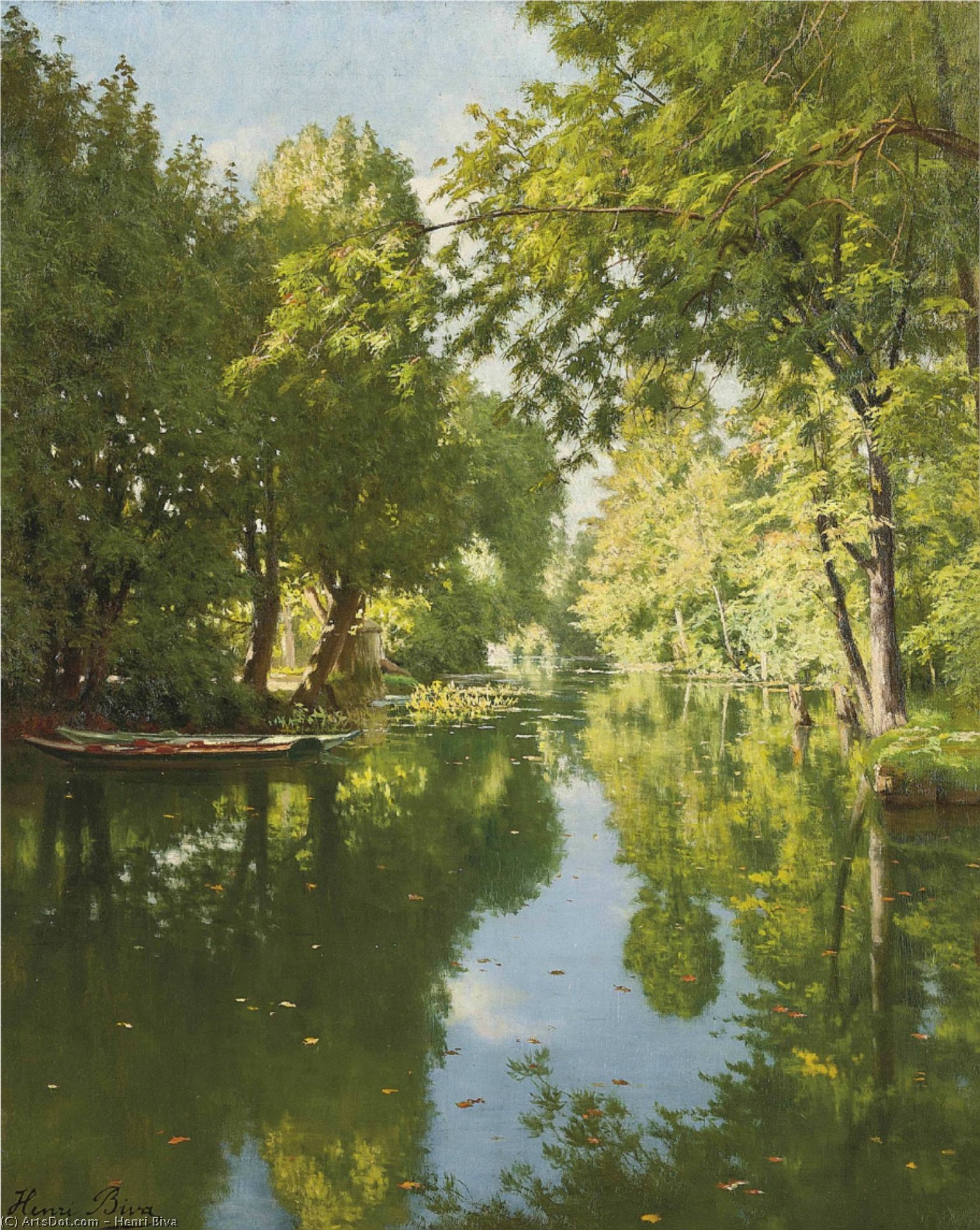 Punts Moored On Still Waters — Henri Biva