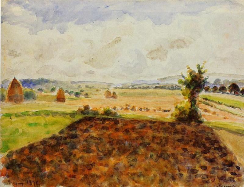 Landscape At Eragny, Clear Weather — Camille Pissarro