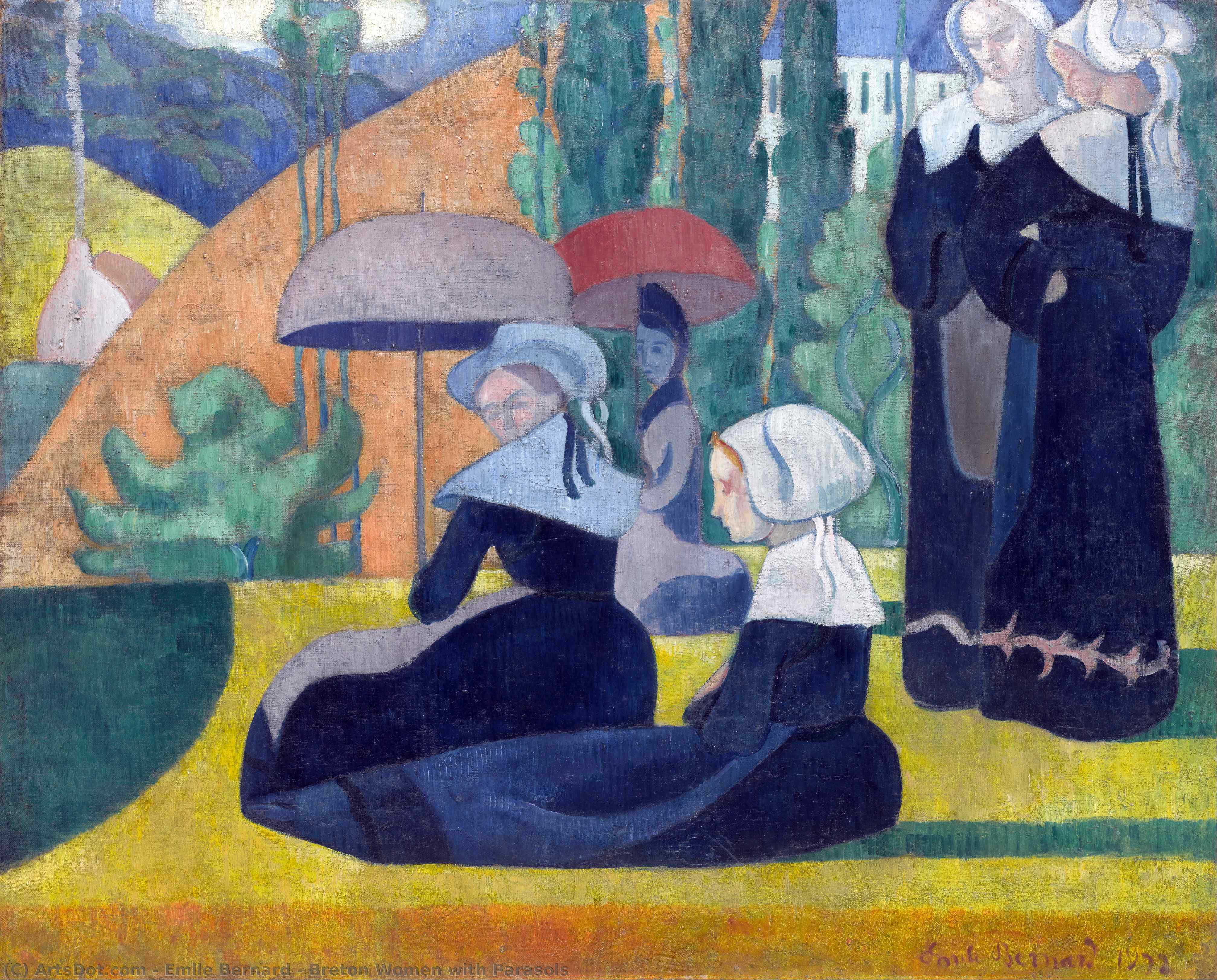 Breton Women With Parasols — Émile Bernard