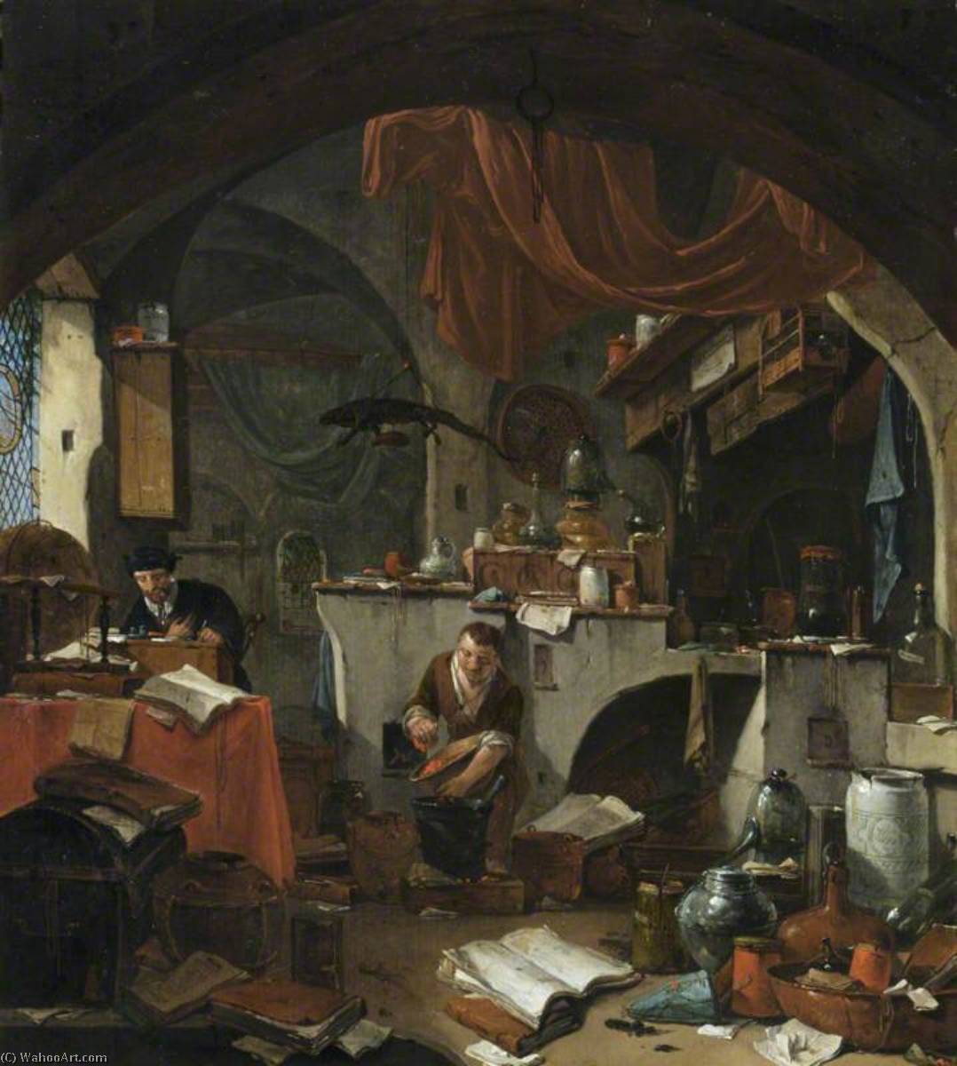 An Alchemist In His Laboratory, With An Assistant — Томас Вик