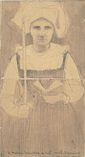 Breton Peasant Standing Holding A Candle In His Right Hand — Pascal-adolphe-jean Dagnan-bouveret