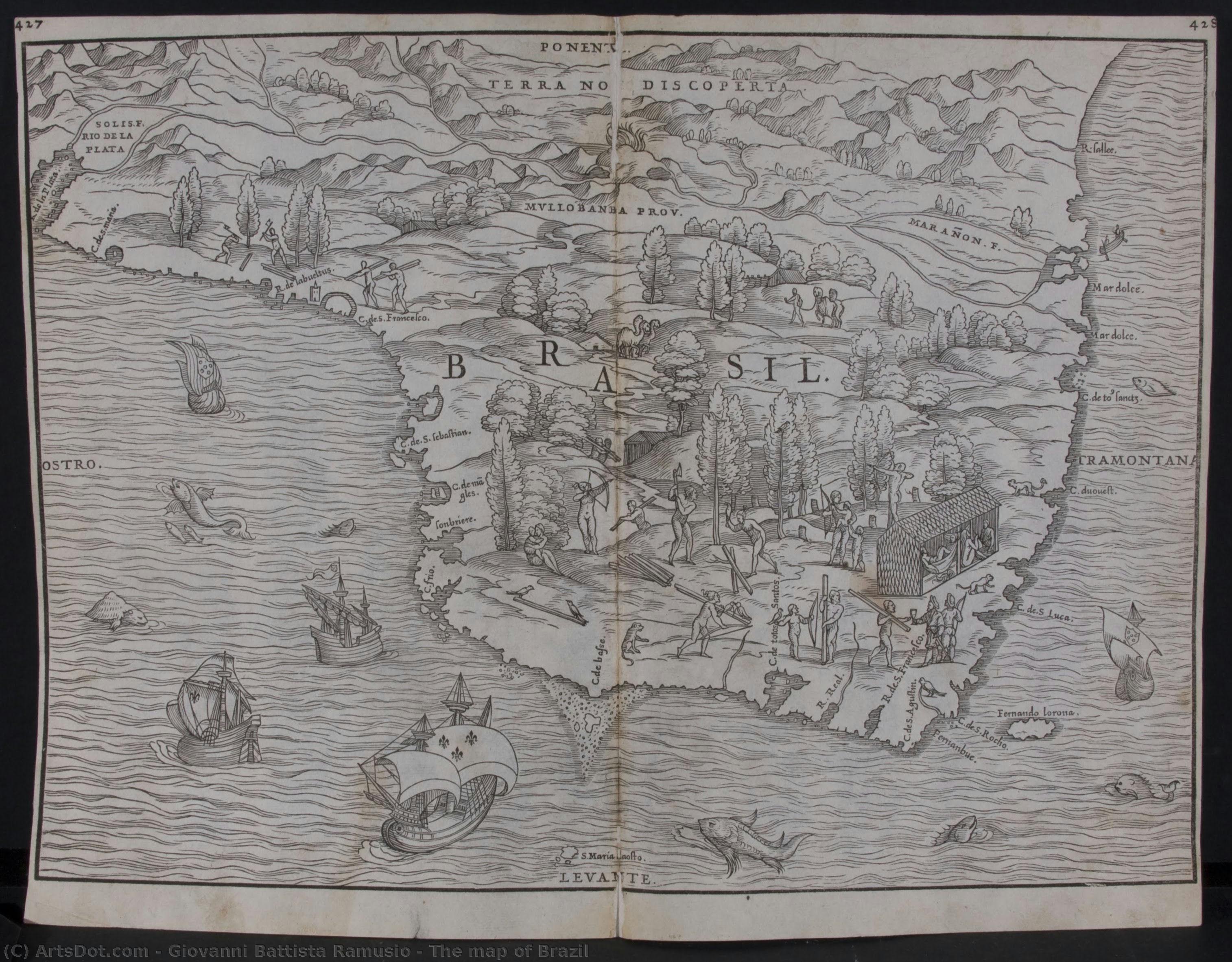 The Map Of Brazil — Giovanni Battista Ramusio