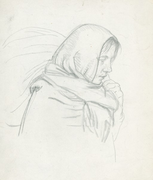 Study Of A Woman's Head For 'returning To The Reconquered Land' — Sir George Clausen
