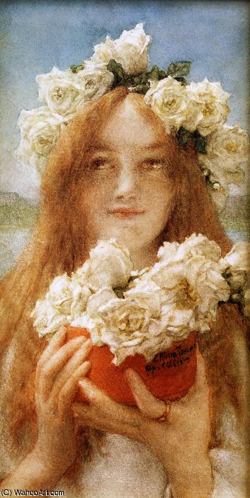 Summer Offering (young Girl With Roses) — Lourens Alma Tadema