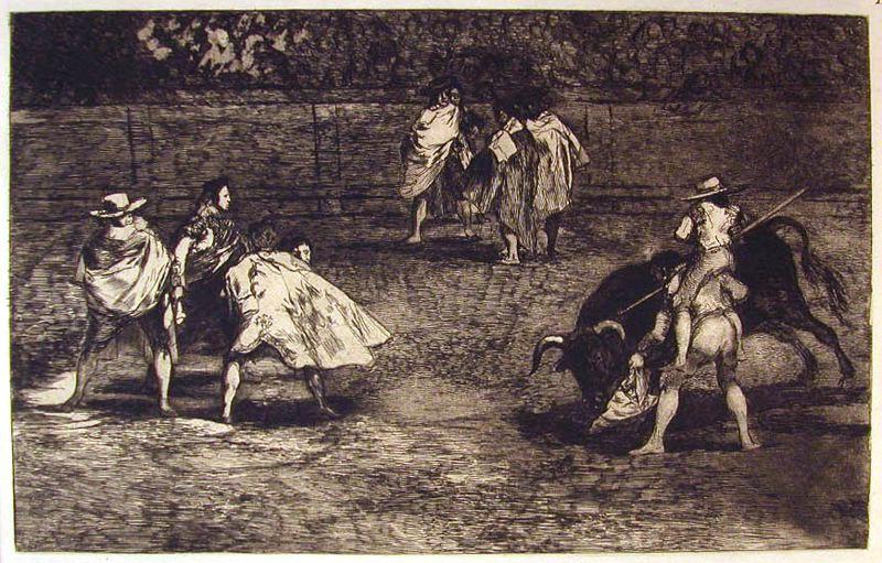 Torero Montado Sobre Las Espaldas De Un Chulo Lanceando Un Toro — Francisco José De Goya Y Lucientes