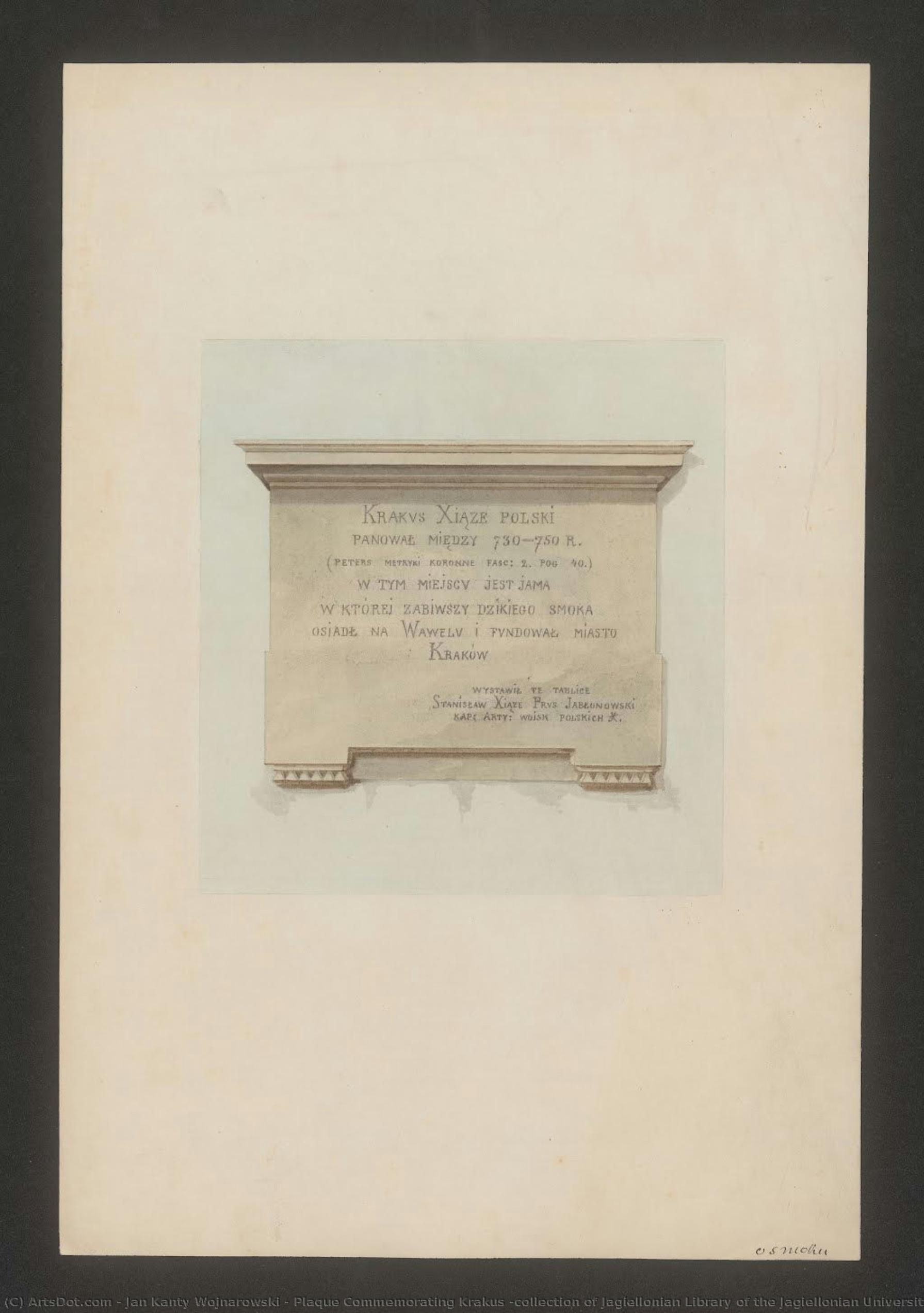 Plaque Commemorating Krakus (collection Of Jagiellonian Library Of The Jagiellonian University) — Jan Kanty Wojnarowski