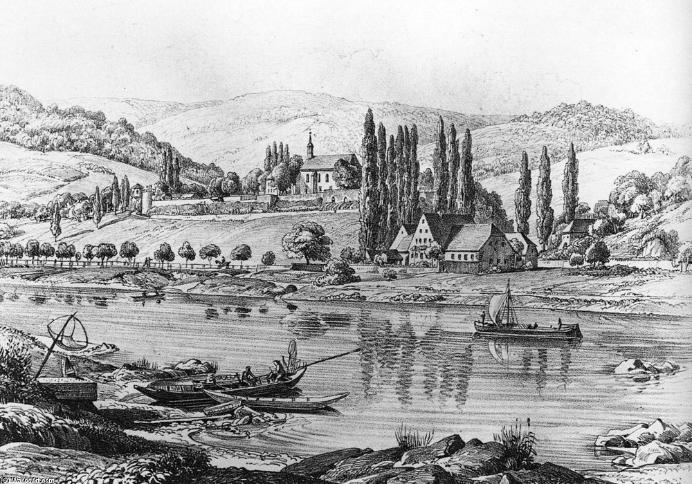 Historic View Of Neuburg At Heidelberg — Ernst Fries