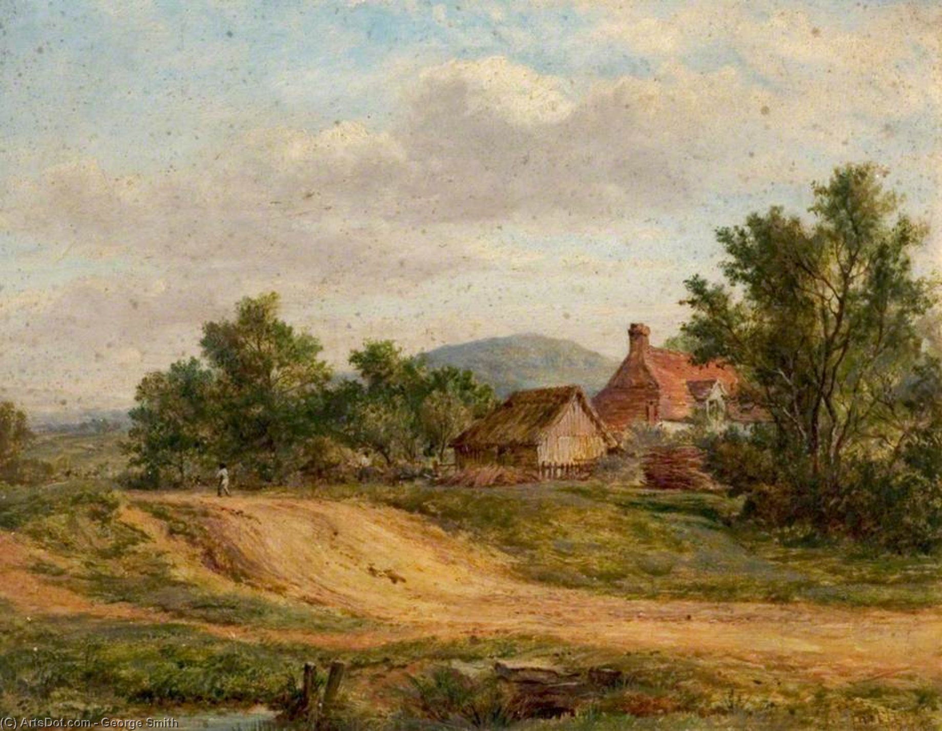 A Country Road And Cottage — George Smith