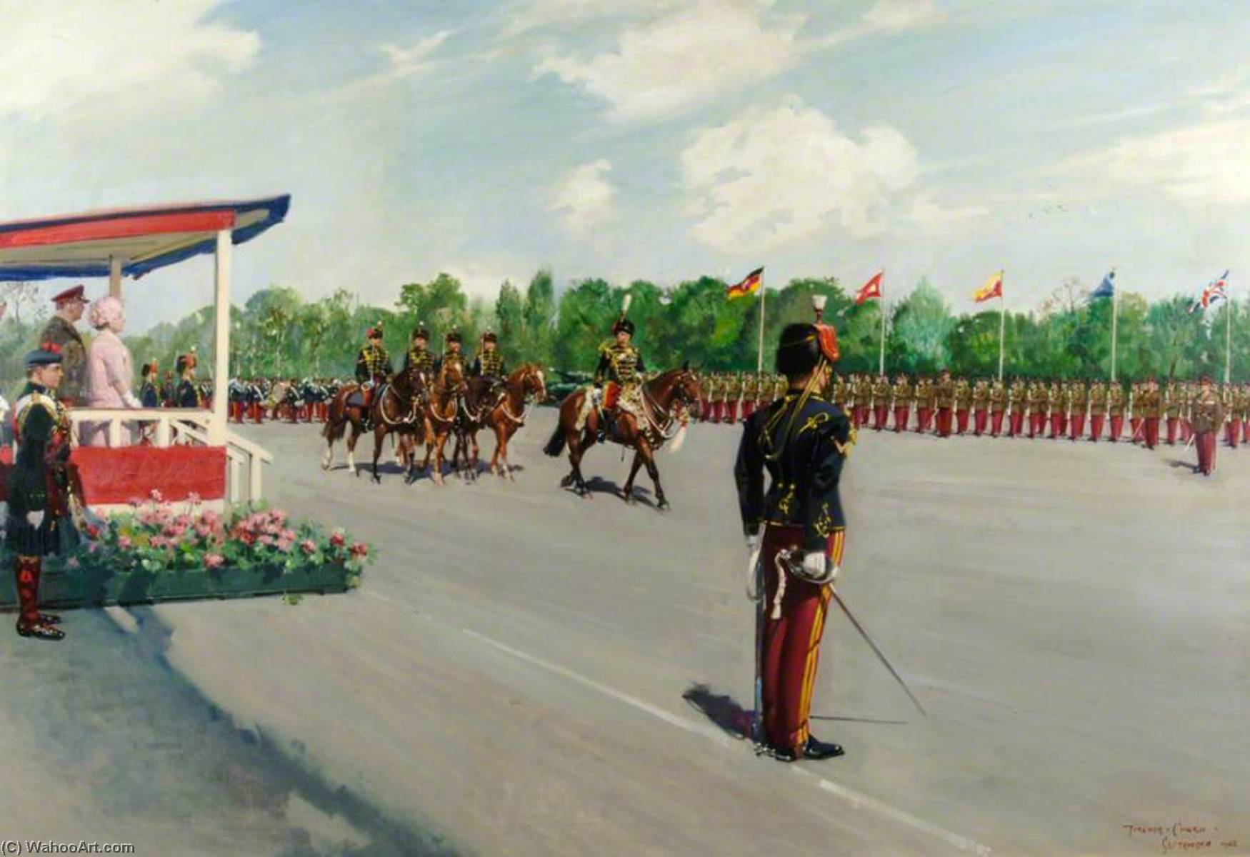 Presentation Of The Guidon By Hm Queen Mother, 1965 (11th Hussars) — Terence Tenison Cuneo