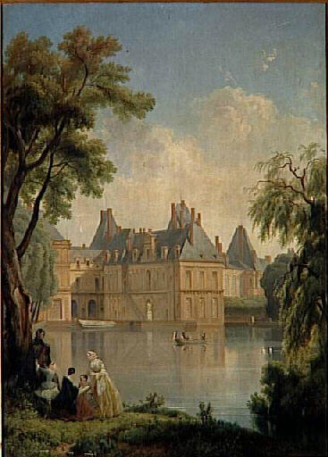 Vue De La Cour De La Fontaine Prise Du Jardin Anglais Au Château De Fontainebleau — Jean Charles Joseph Rémond