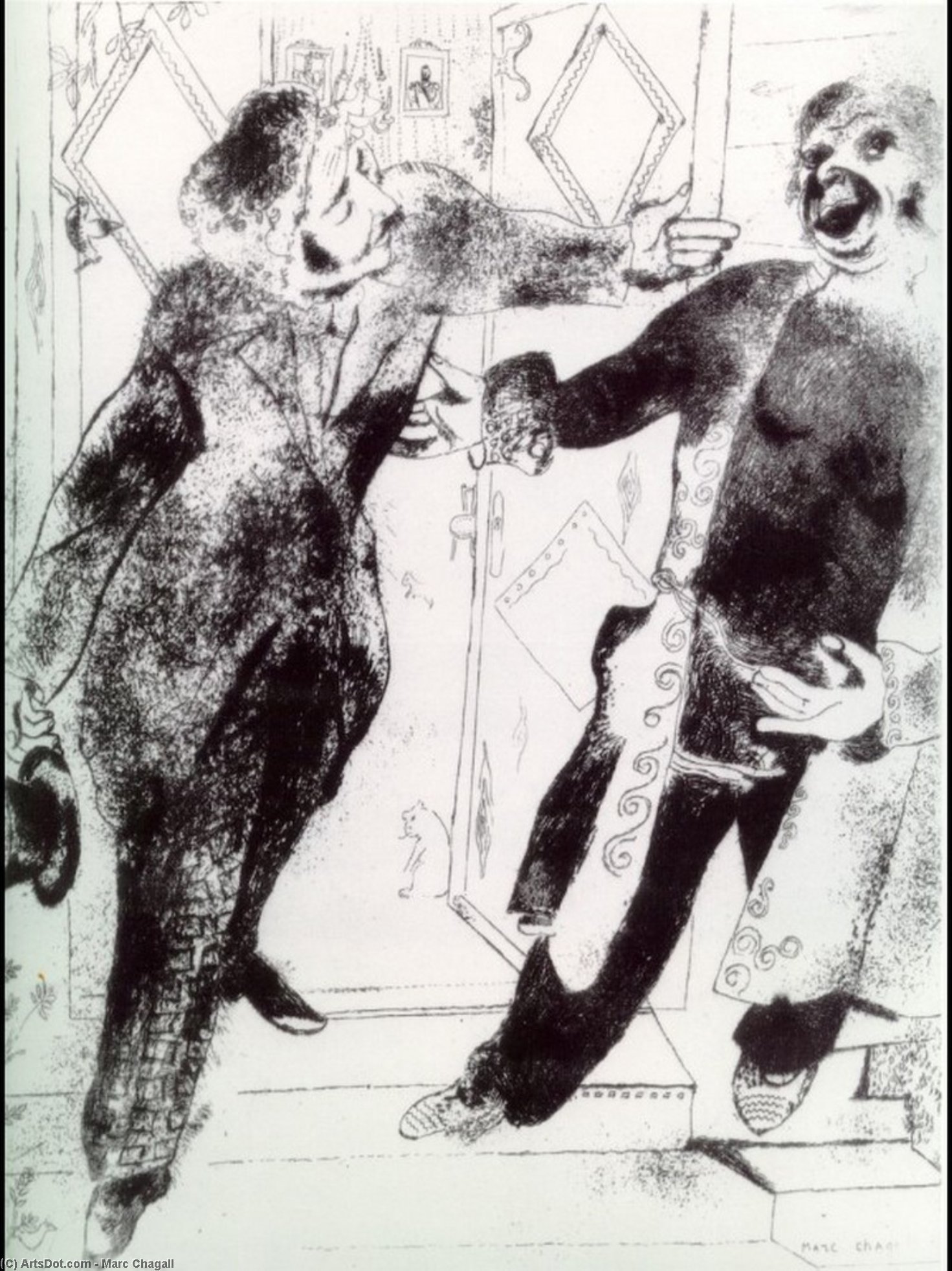 Manilov And Chichikov On The Threshold — Marc Chagall