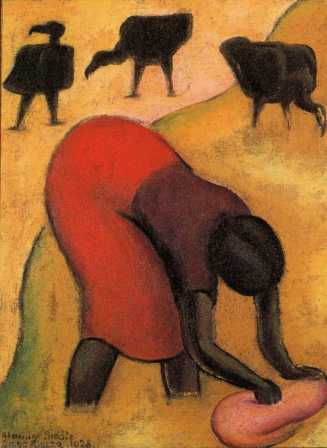 Washerwoman With Zopilotes — Diego Rivera