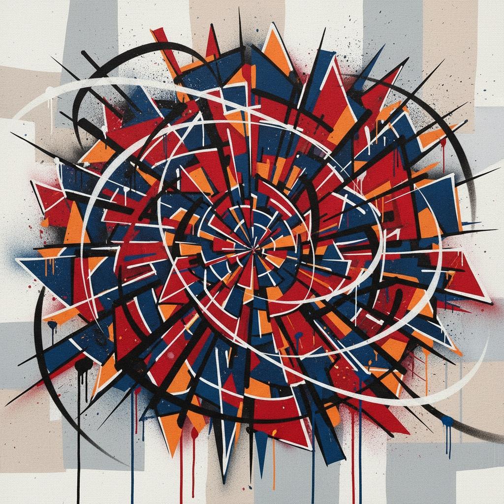 The Kinetic Resonance Of Fragmented Crimson Geometry Within A Celestial Orbital Vortex — Christian Noiret