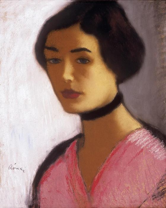 Woman In Pink Dress And Black Collar — József Rippl-rónai
