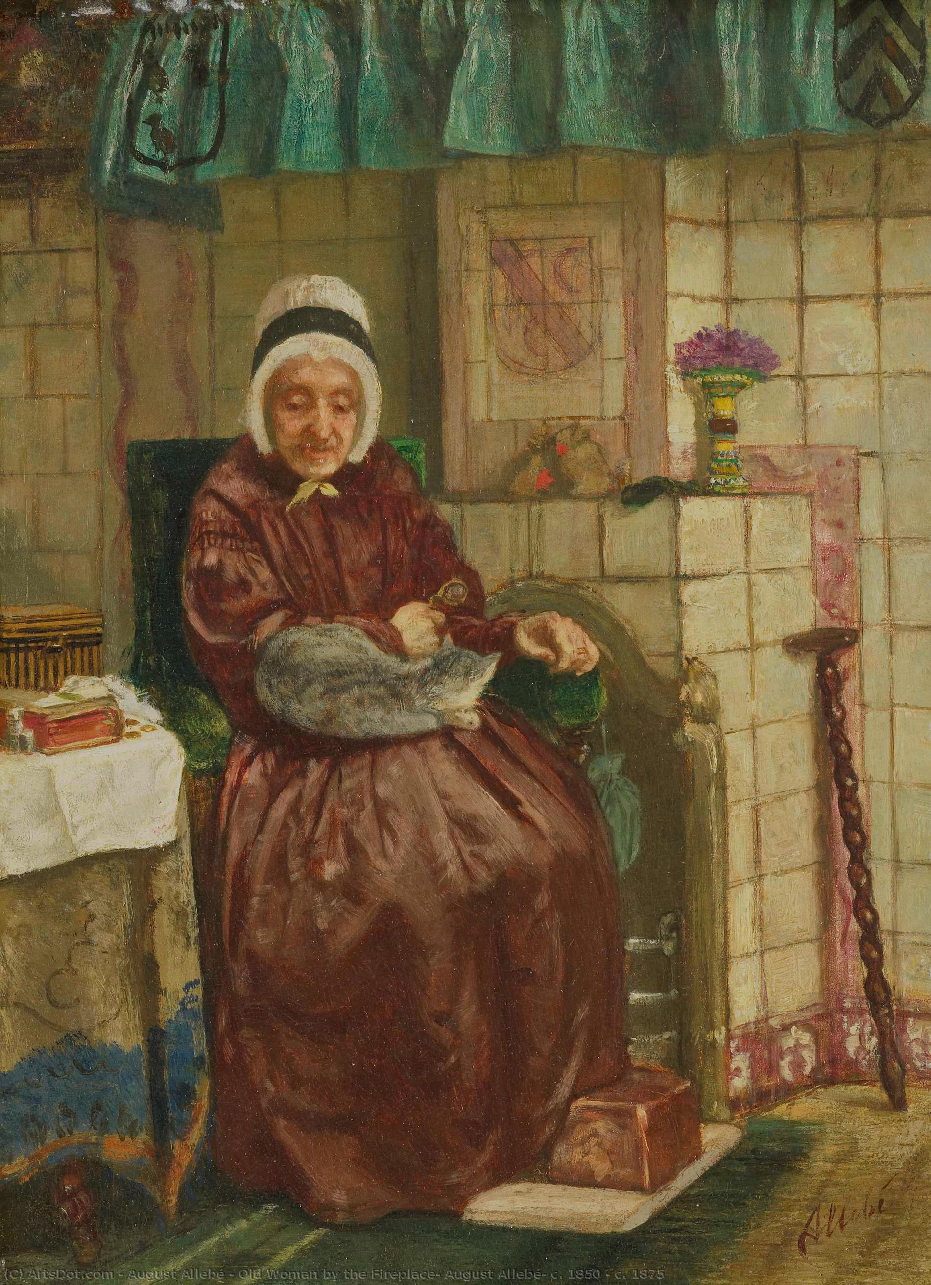 Old Woman By The Fireplace, August Allebé, C. 1850 - C. 1875 — August Allebé