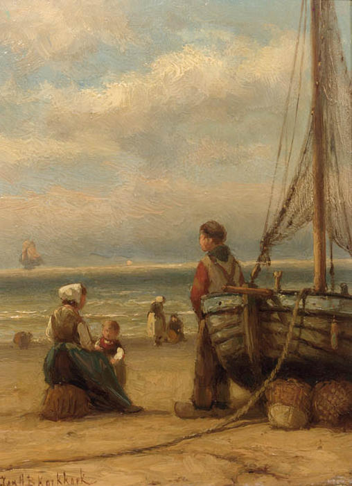Fisherfolk On The Beach — Johanes Hermanus Barend Koke