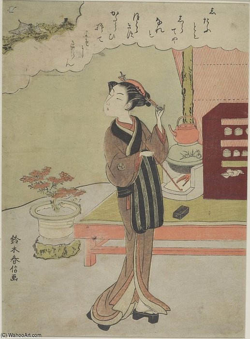 Woman Standing By Verandah — Suzuki Harunobu