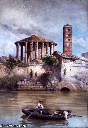 The Temple Of Hercules From The River Tiber, Rome — Ettore Roesler Franz