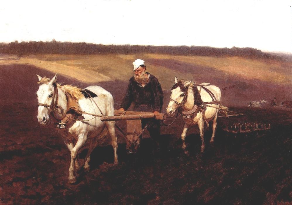 Portrait Of Leo Tolstoy As A Ploughman On A Field — Ilya Yefimovich Repin
