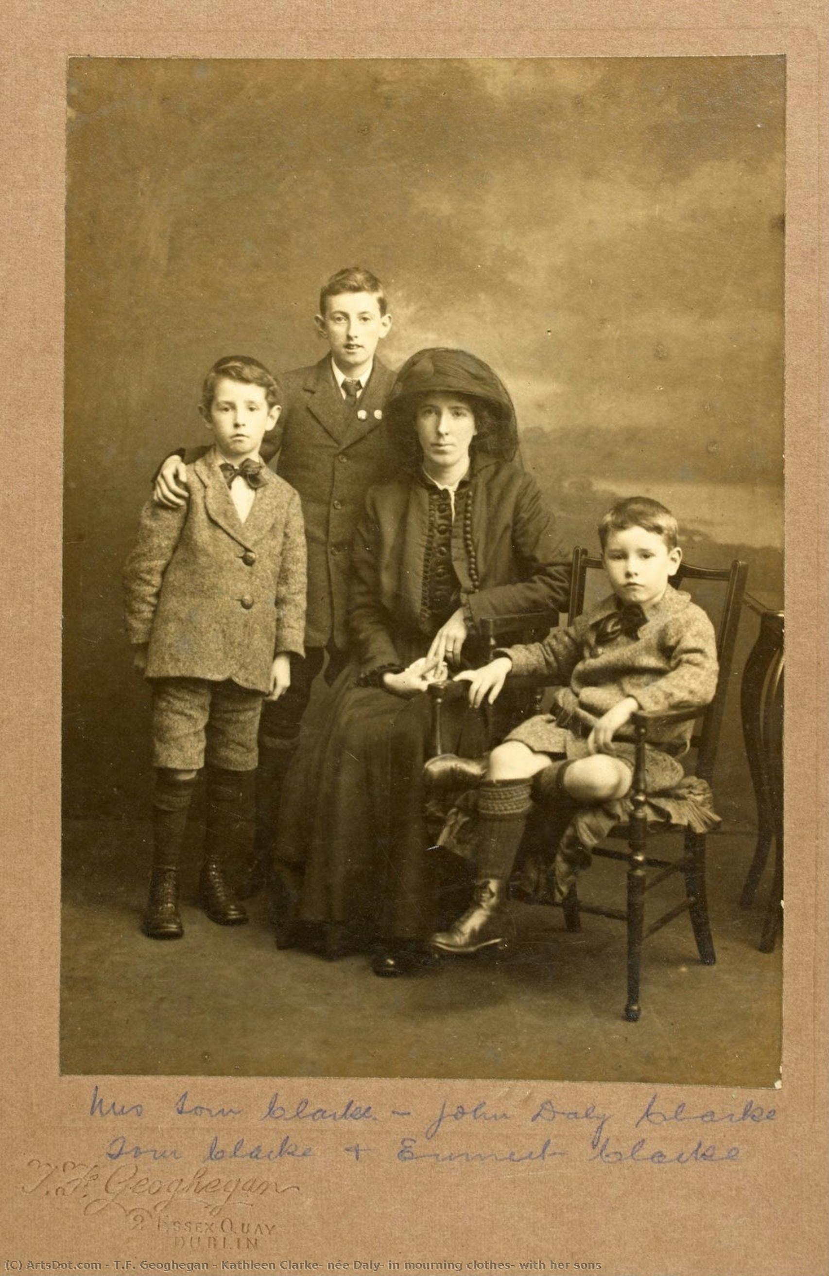 Kathleen Clarke, Née Daly, In Mourning Clothes, With Her Sons — T.f. Geoghegan