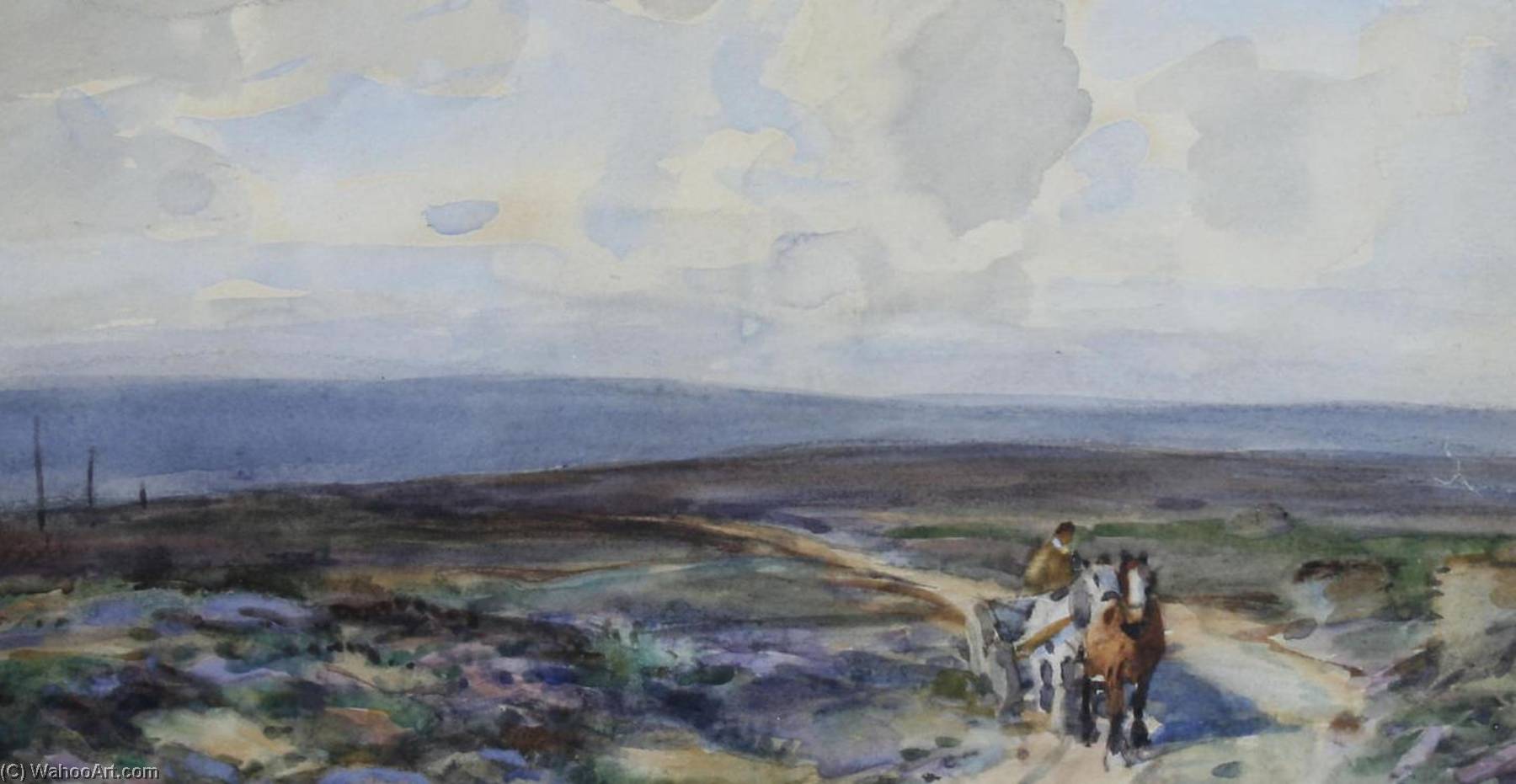 Horse And Cart On A Moorland Track (probably The N. Yorkshire Moors) — John Atkinson Ii