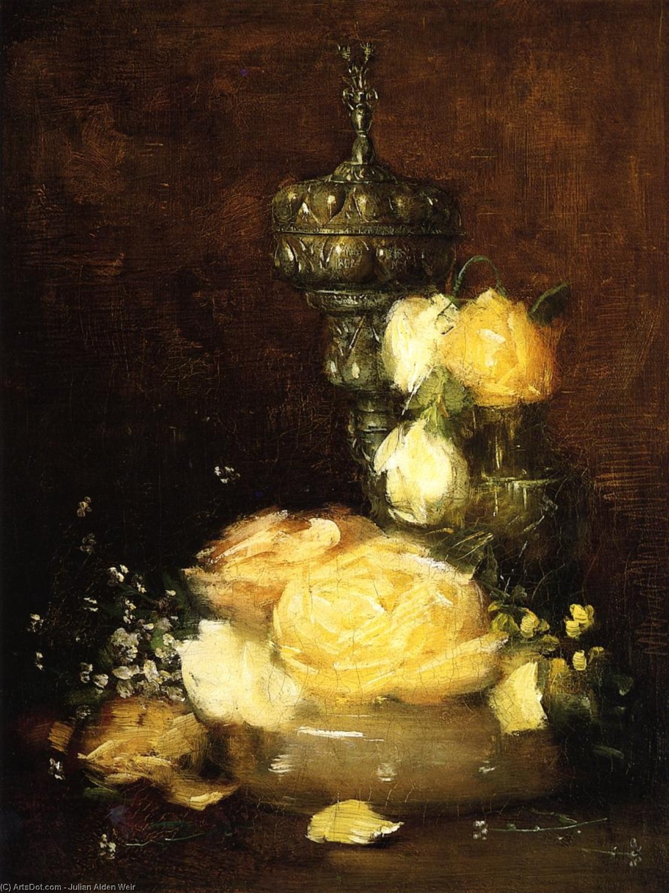 Silberner Kelch Mit Rosen — Julian Alden Weir