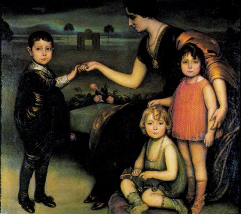 Doña Consuelo Martínez De Aísa Con Sus Hijos — Córdoba Julio Romero De Torres