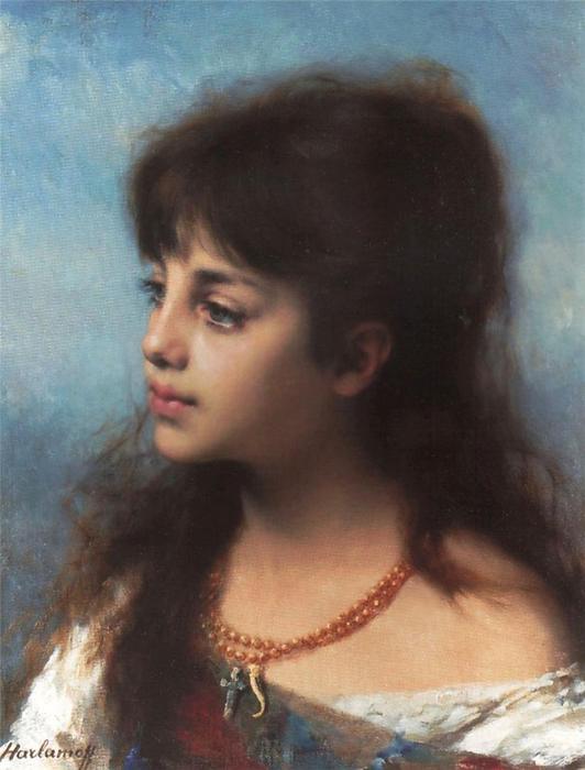 Portrait Of A Young Girl — Alexei Alexeievich Harlamoff