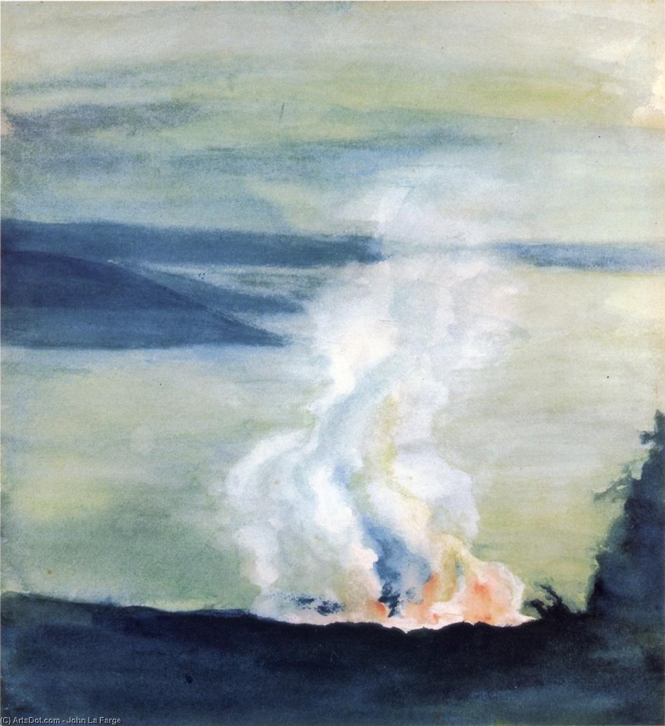 Crater Of Kilauea And Dana Lake In Twilight — John La Farge