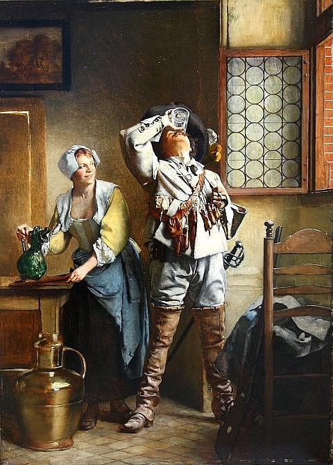 A Cavalier And Serving Wench In A Tavern Interior — Eduard Charlemont