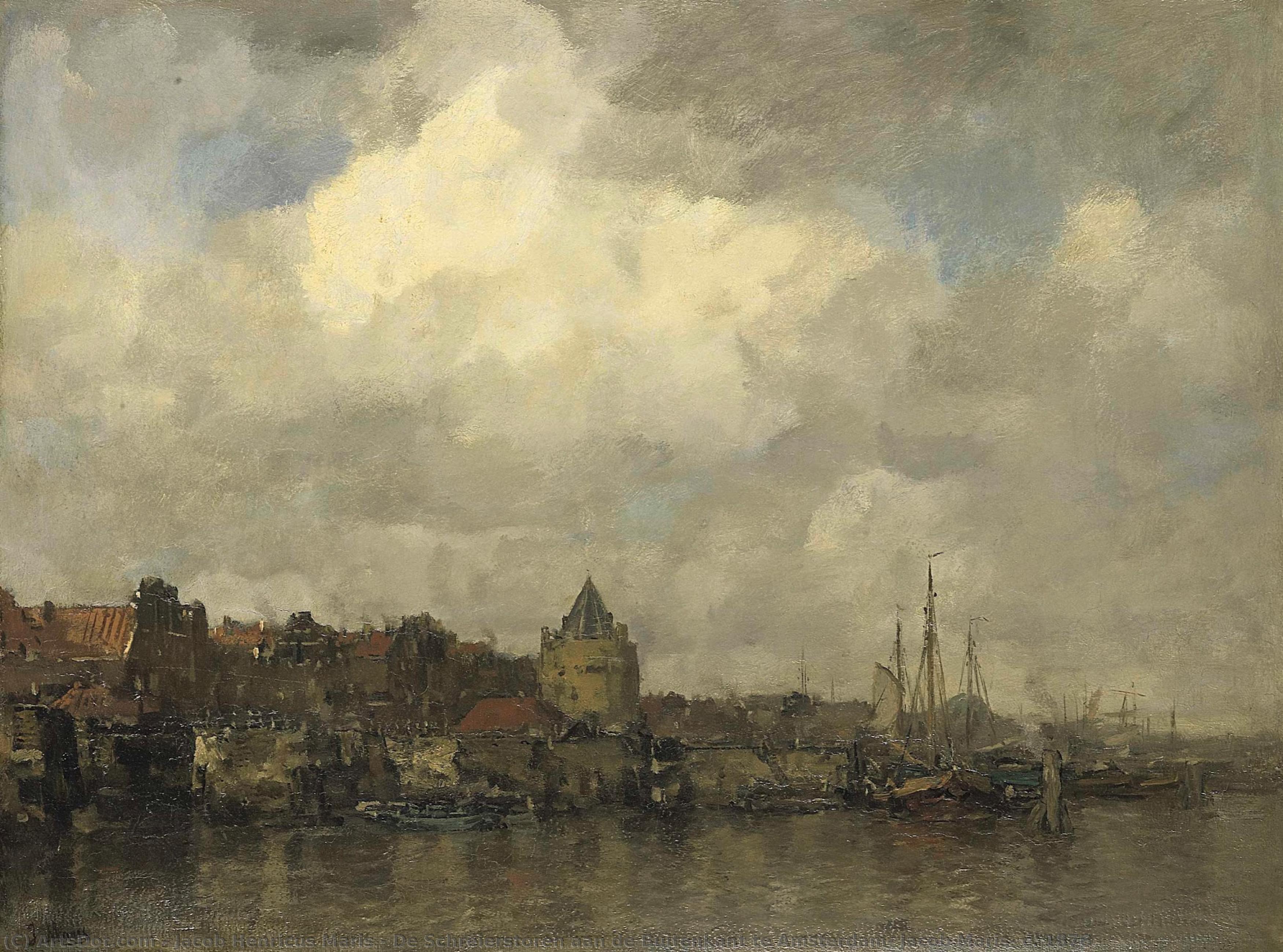 De Schreierstoren Aan De Buitenkant Te Amsterdam, Jacob Maris, C. 1876 — Jacob Henricus Maris