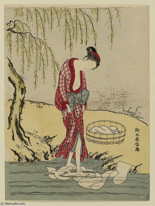 Woman Washing Cloth In A Stream — Suzuki Harunobu