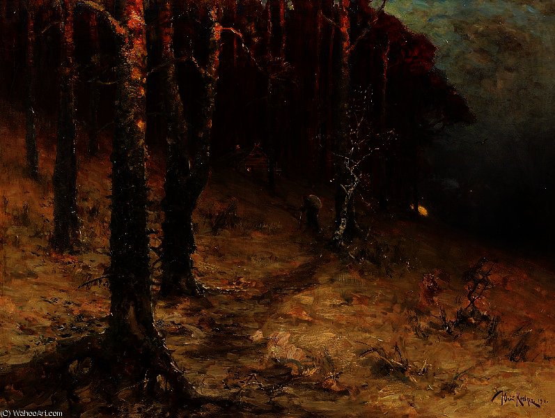 Reisigsammler Am Rande Eines Waldes — Julius Sergius Von Klever
