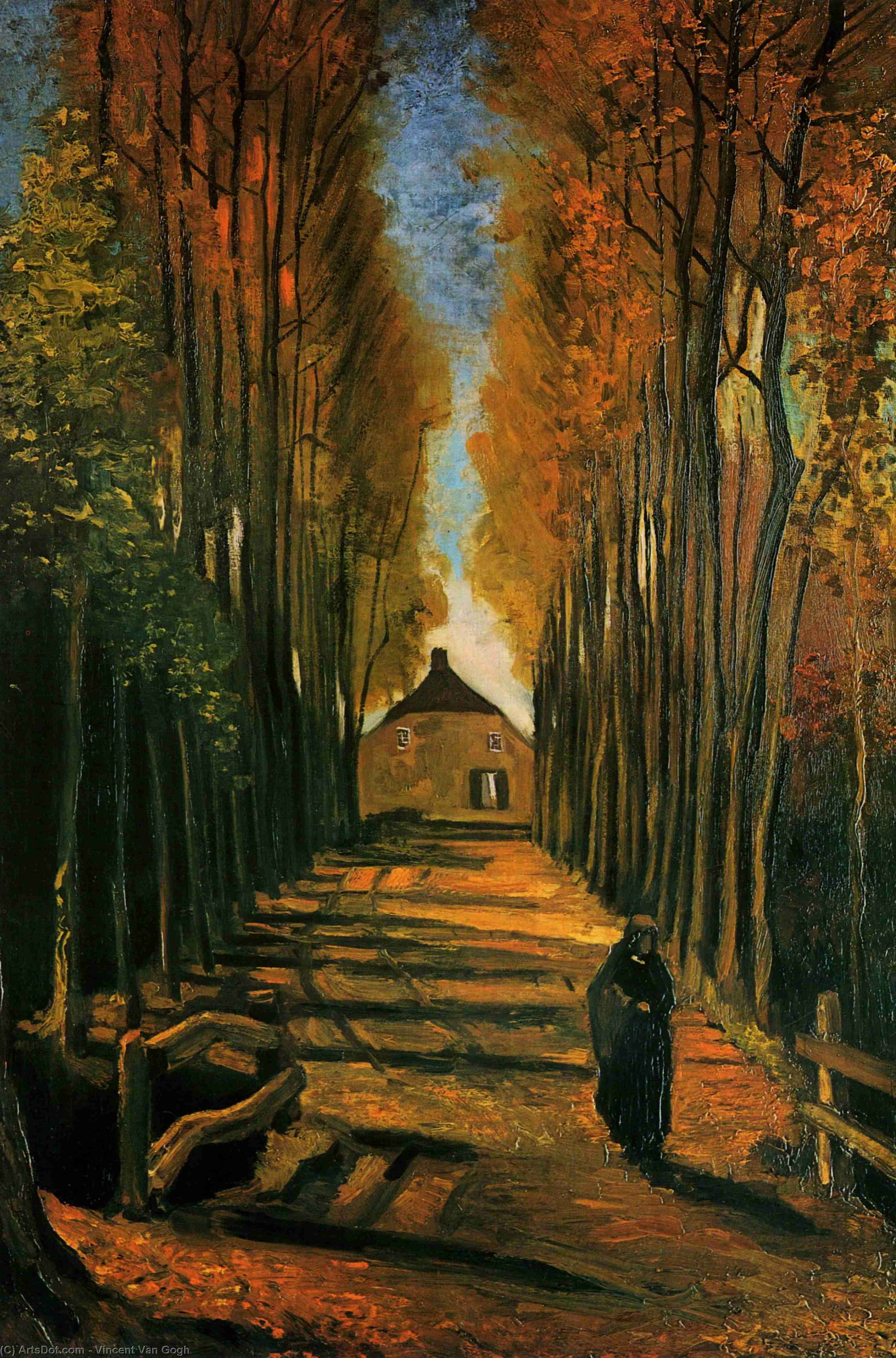 Avenue Of Poplars At Sunset — Vincent Willem Van Gogh