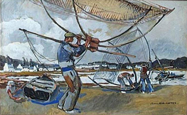 Pêcheurs Au Carrelet — Yvonne Jean Haffen
