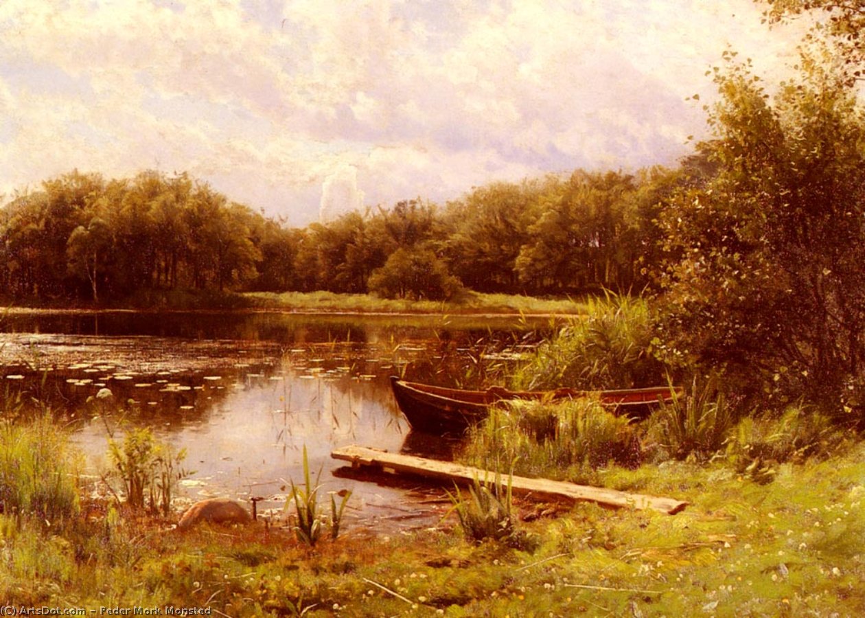 A Boat Moored On A Quiet Lake — Педер Мёрг Монстед