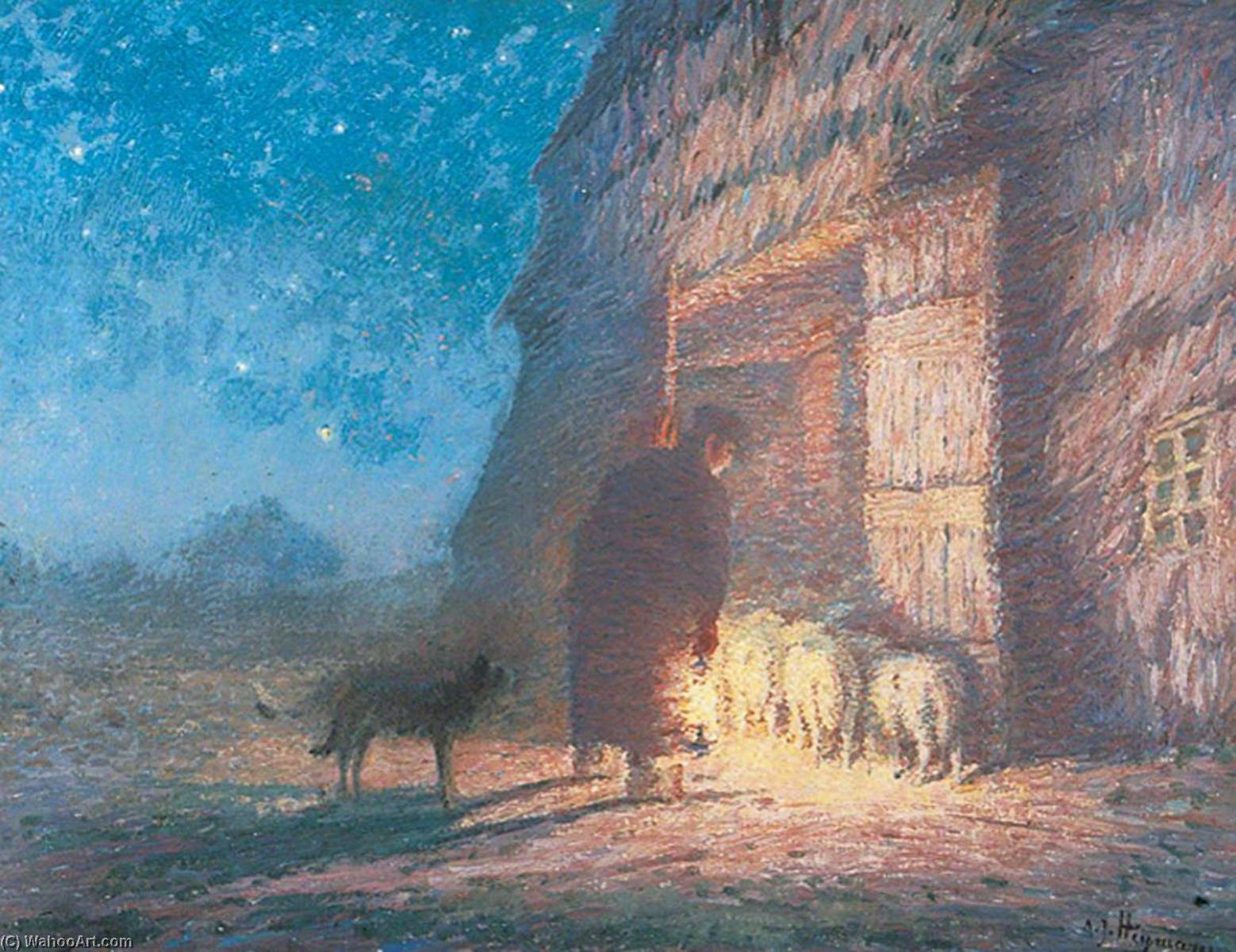 Shepherd Putting In His Sheep — Adriaan Josef Heymans