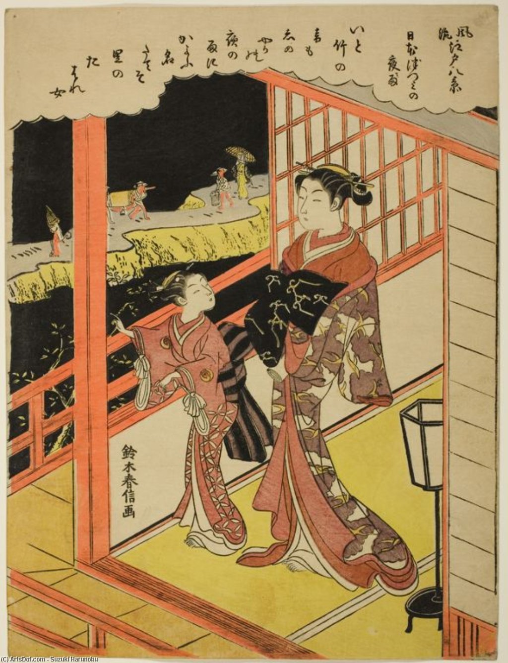 The Evening Rain At Nihonzutsumi — Судзуки Харунобу