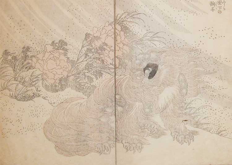 Shishi Lion In The Wind — Katsushika Hokusai