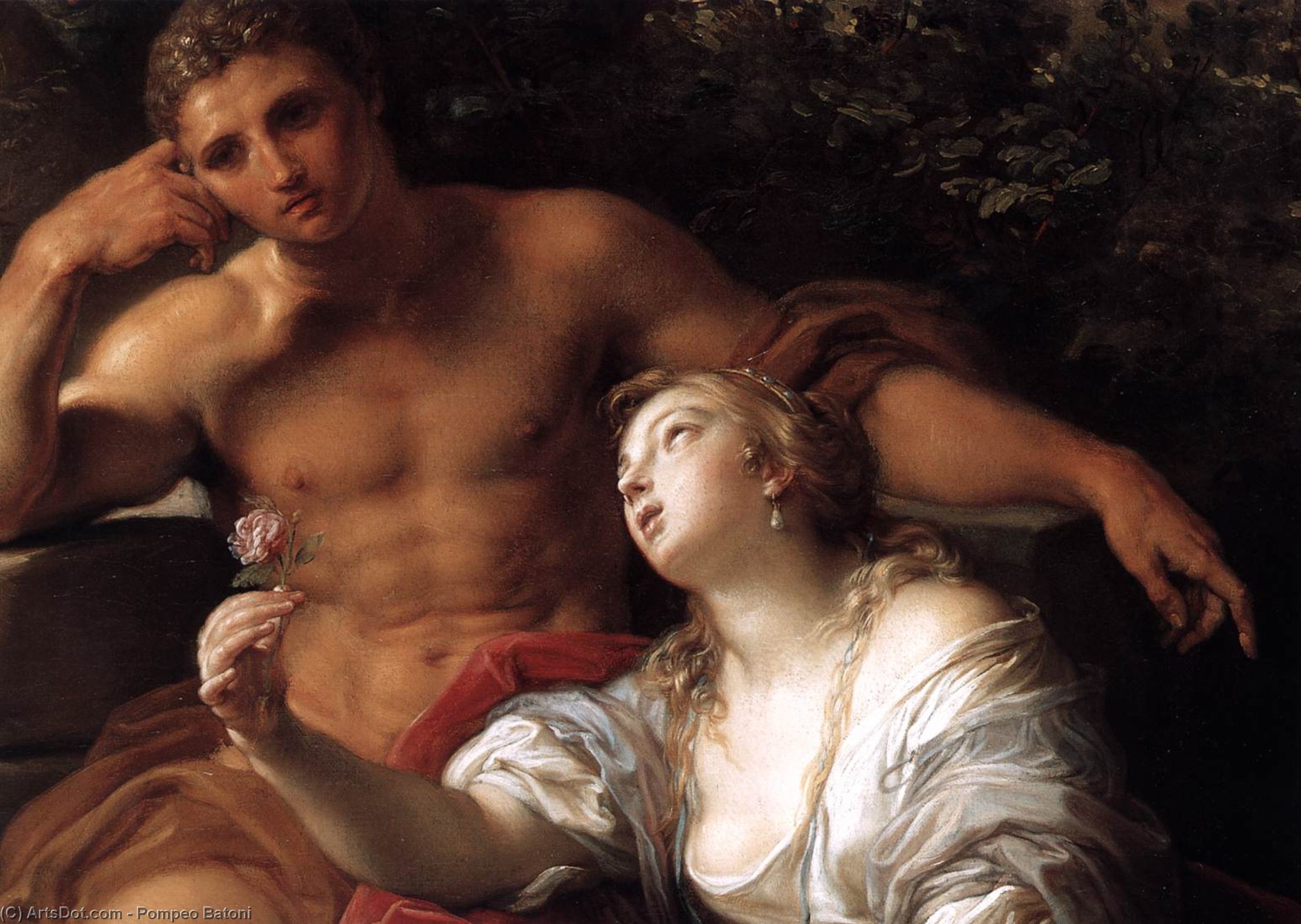 Hercules At The Crossroads (detail) — Pompejo Batoni