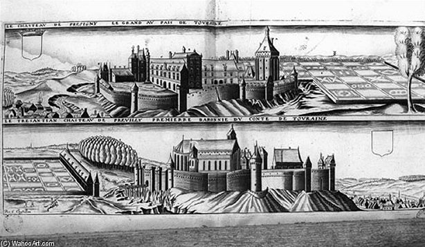 Gravure Avec Le Chateau Du Grand-pressigny — Claude Chastillon