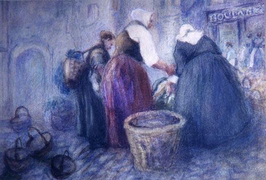 (peasant Women Buying Vegetables), (painting) — Katherine Beatrice Mcnaughton Mowry