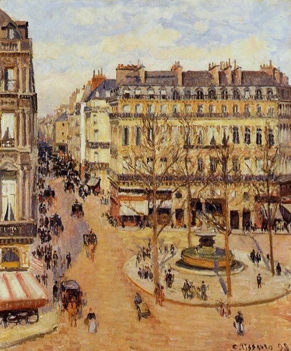 Calle Saint Honoré: Efecto De Luz Matutina, Plaza Del Teatro Francés — Camille Pissarro