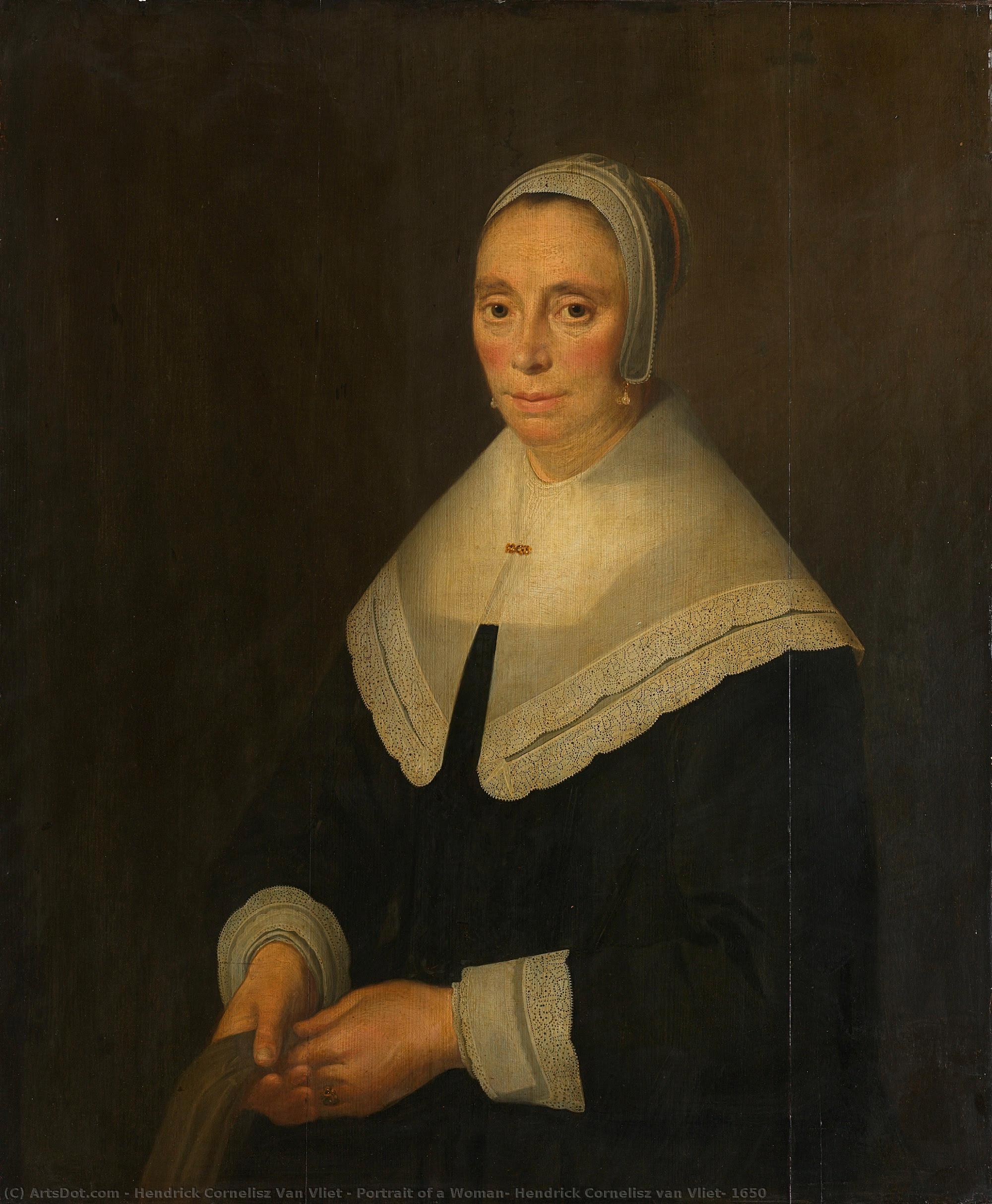 Portrait Of A Woman, Hendrick Cornelisz Van Vliet, 1650 — Hendrick Corneliszoon Van Vliet