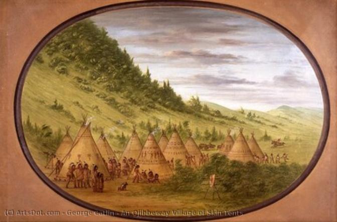 An Ojibbeway Village Of Skin Tents — George Catlin