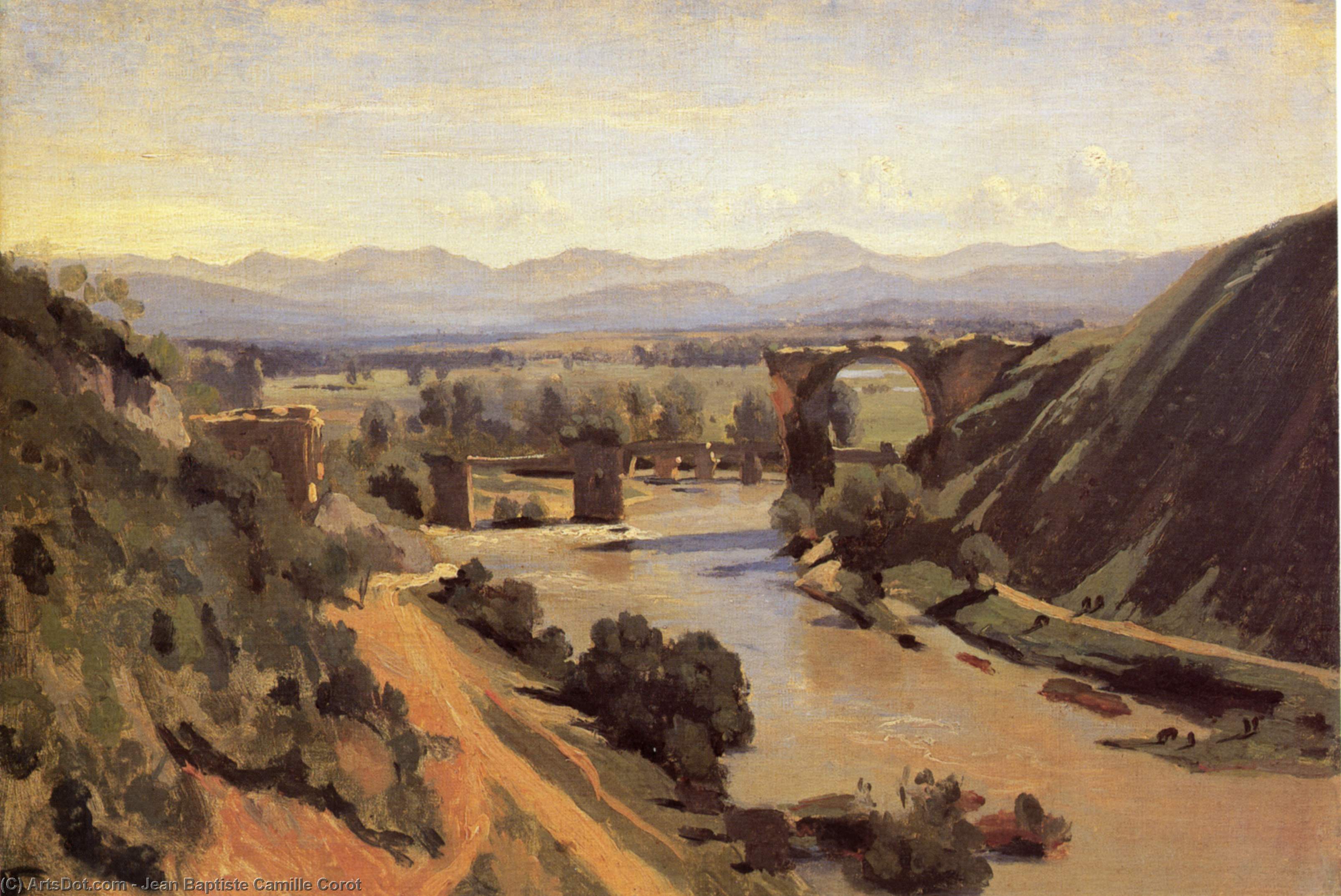 The Augustan Bridge At Narni — Jean-baptiste-camille Corot