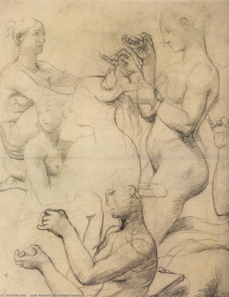 Studies Of Female Nudes — Jean-auguste-dominique Ingres